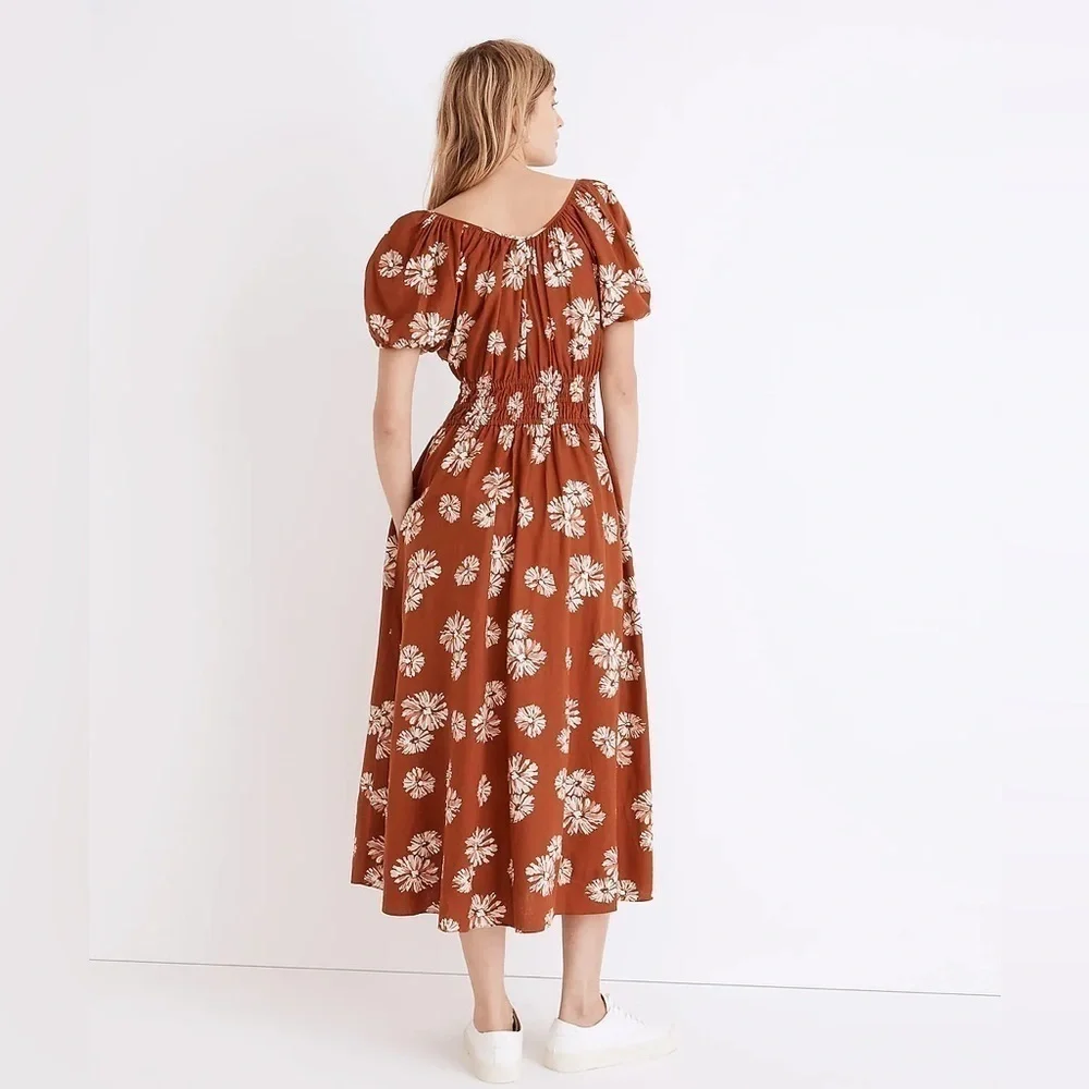 MadeWell Linen-Blend Sophia Midi Dress NE744